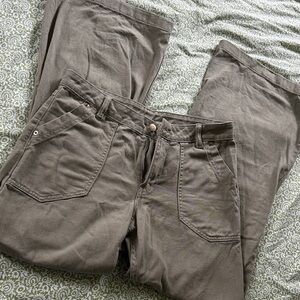 Divided Olive Brown Wide-Leg Pants